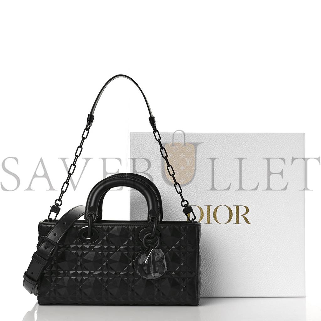 d*or calfskin cannage Di*m*nd medium lady d-joy black (26*14*5.7cm)