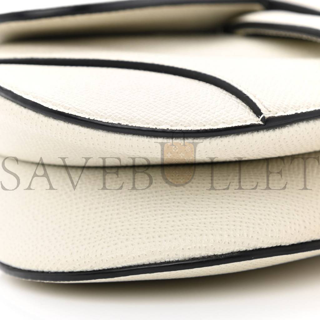 D*or grained calfskin mini saddle bag white (19 x 15 x 6 cm)