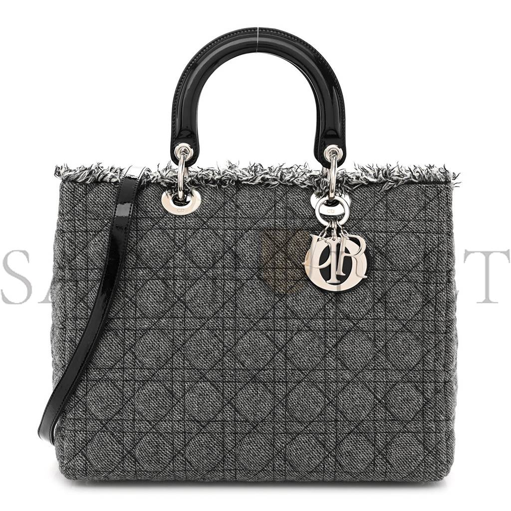 D*or tweed cannage large lady D*or black (32*25*11.4cm)