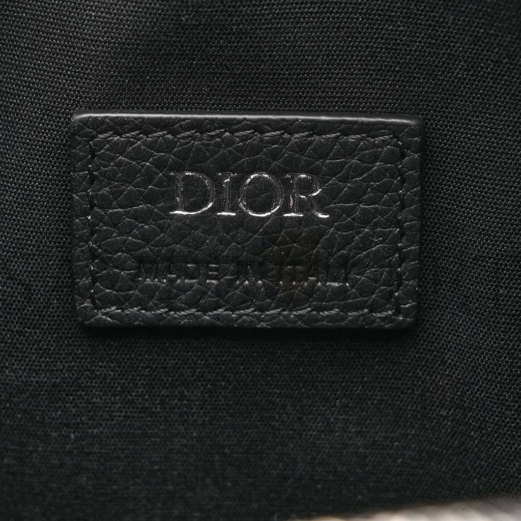 D*or oblique jacquard grained calfskin lingot pouch beige black (22*17*5.7cm)