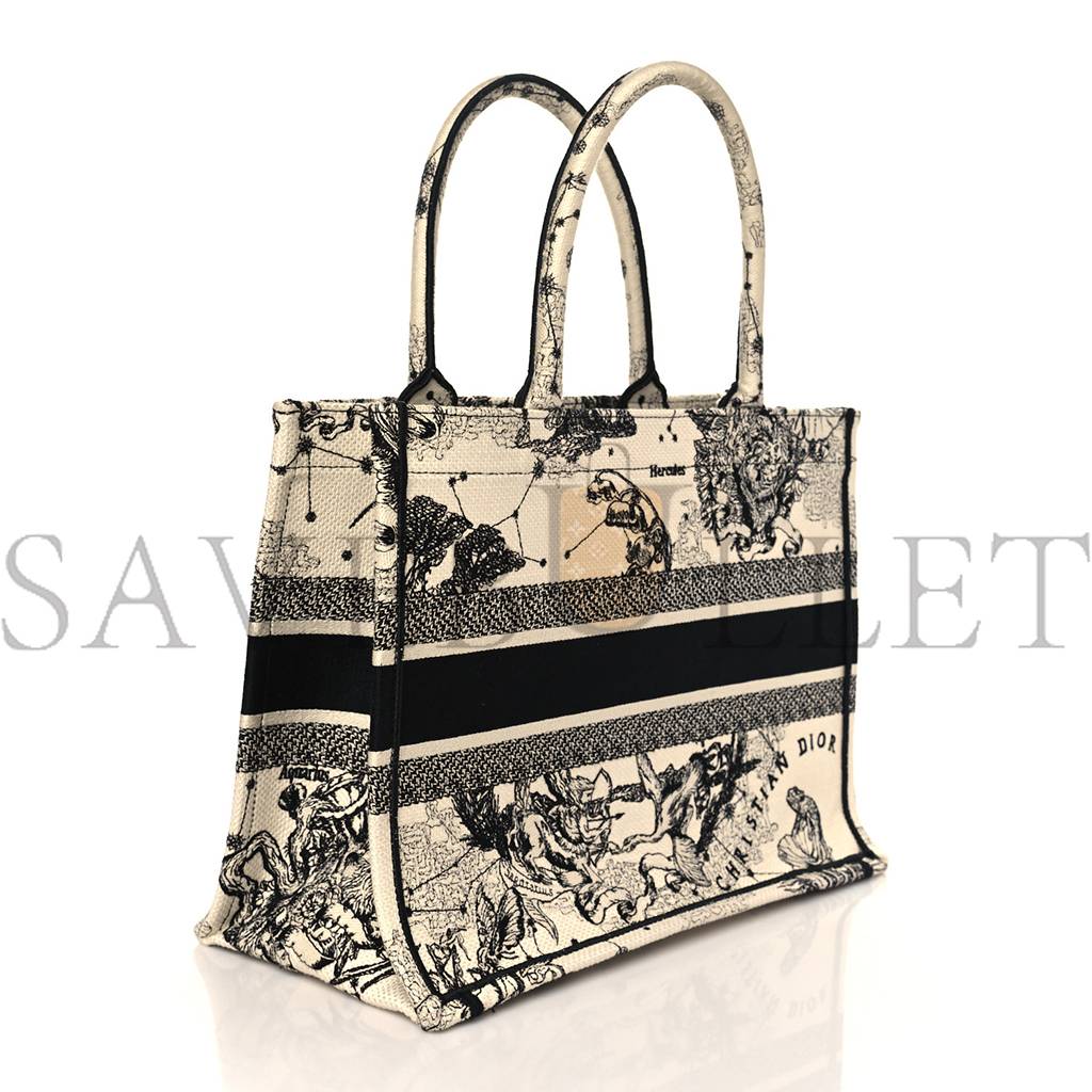 D*or canvas zodiac toile de jouy embroidered medium book latte (36*27*17.1cm)