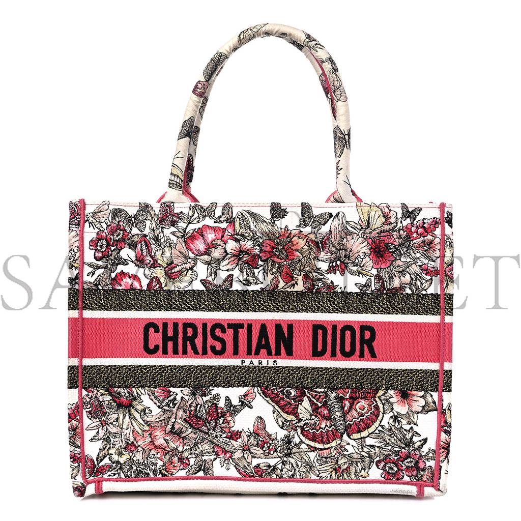 D*or canvas embroidered medium butterfly print book tote multicolor (36*26*17.1cm)