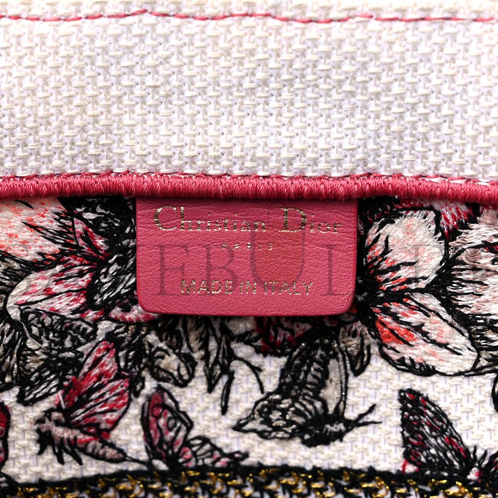 D*or canvas embroidered medium butterfly print book tote multicolor (36*26*17.1cm)