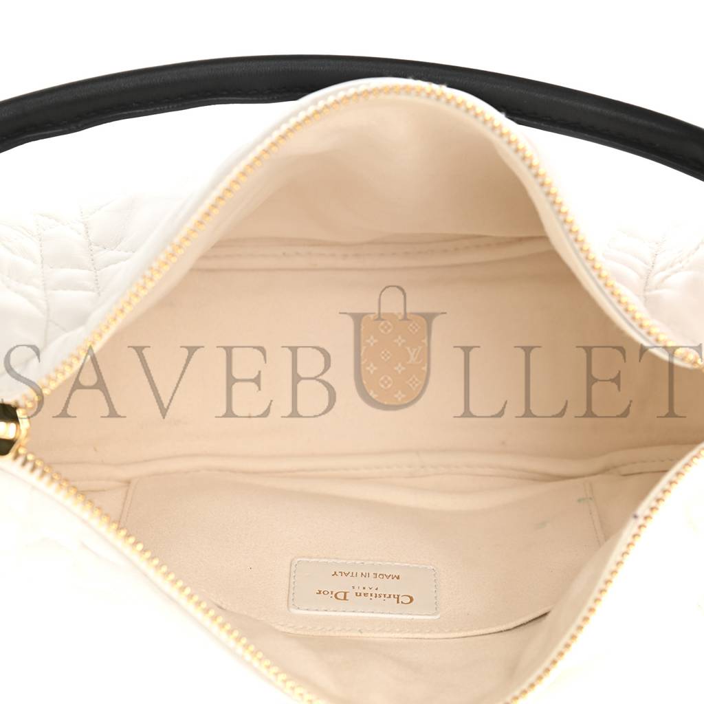 D*or lambskin cannage medium D*or vibe hobo bag white (29*19*8.3cm)