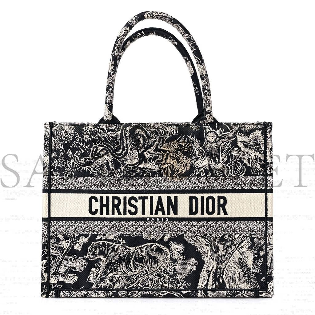 D*or canvas embroidered medium D*oriviera toile de jouy book tote blue (36*28*7.6cm)