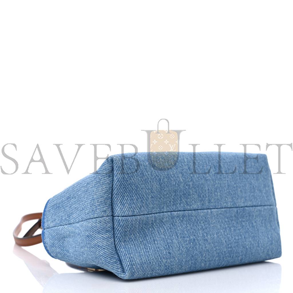 F**di denim vitello king plexiglass logo embroidered mini by the way top handle boston bag light blue (18*10*9cm)