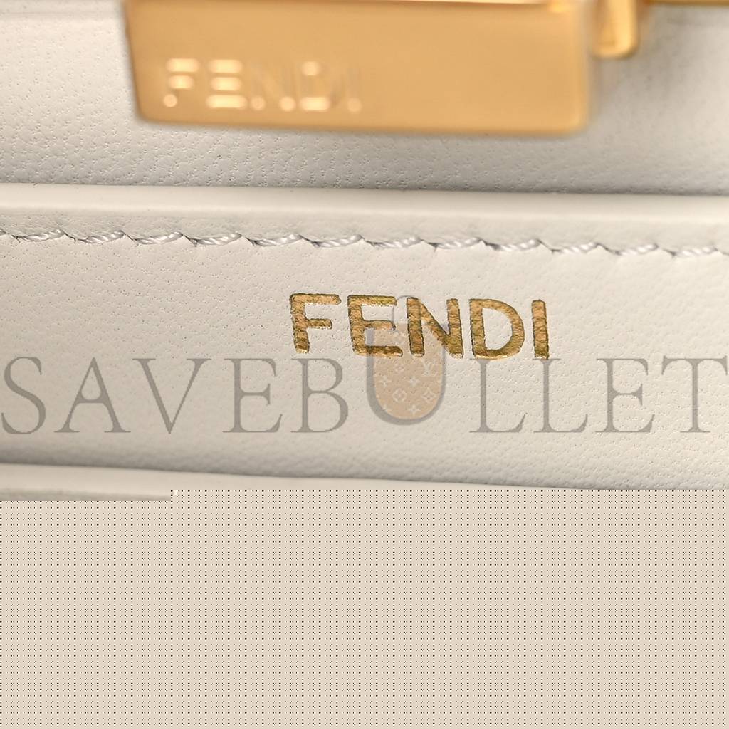 f**di vitello seta shiny nappa bi-color small peekaboo i see u satchel real T*f*ny white (27*20*11cm)